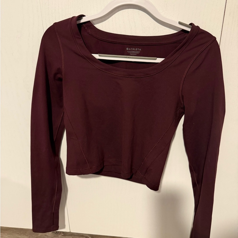 Athleta Red Long Sleeve Crop Blouse